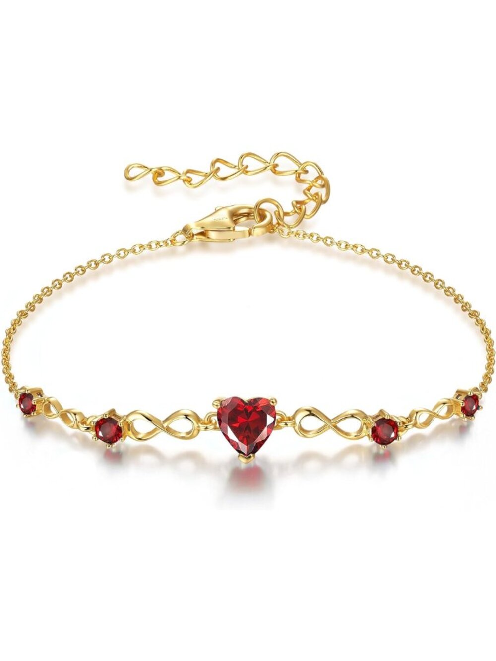 Sterling Silver Infinity Heart Birthstone Bracelet for Women - Elegant Gift Idea